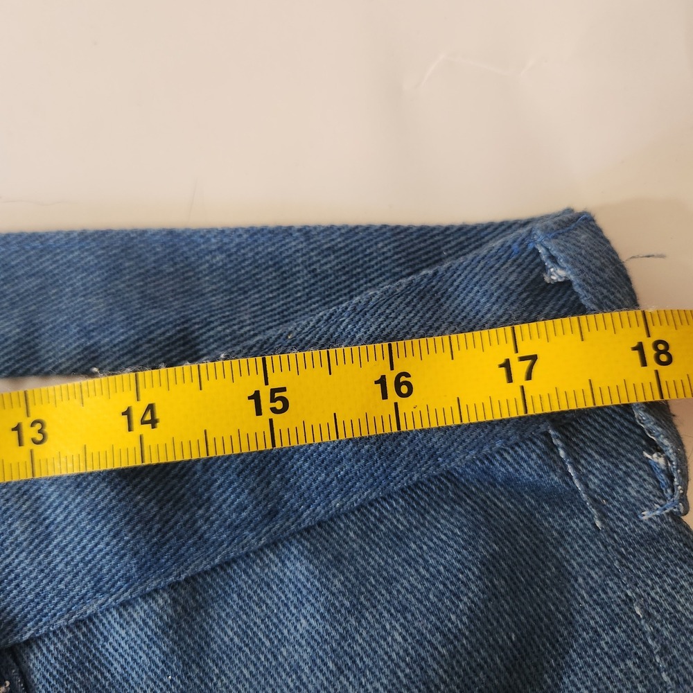 Vintage 70sCustom Handmade Blue Denim Trousers Mens Straight Leg Workwear Pants - Picture 8 of 10